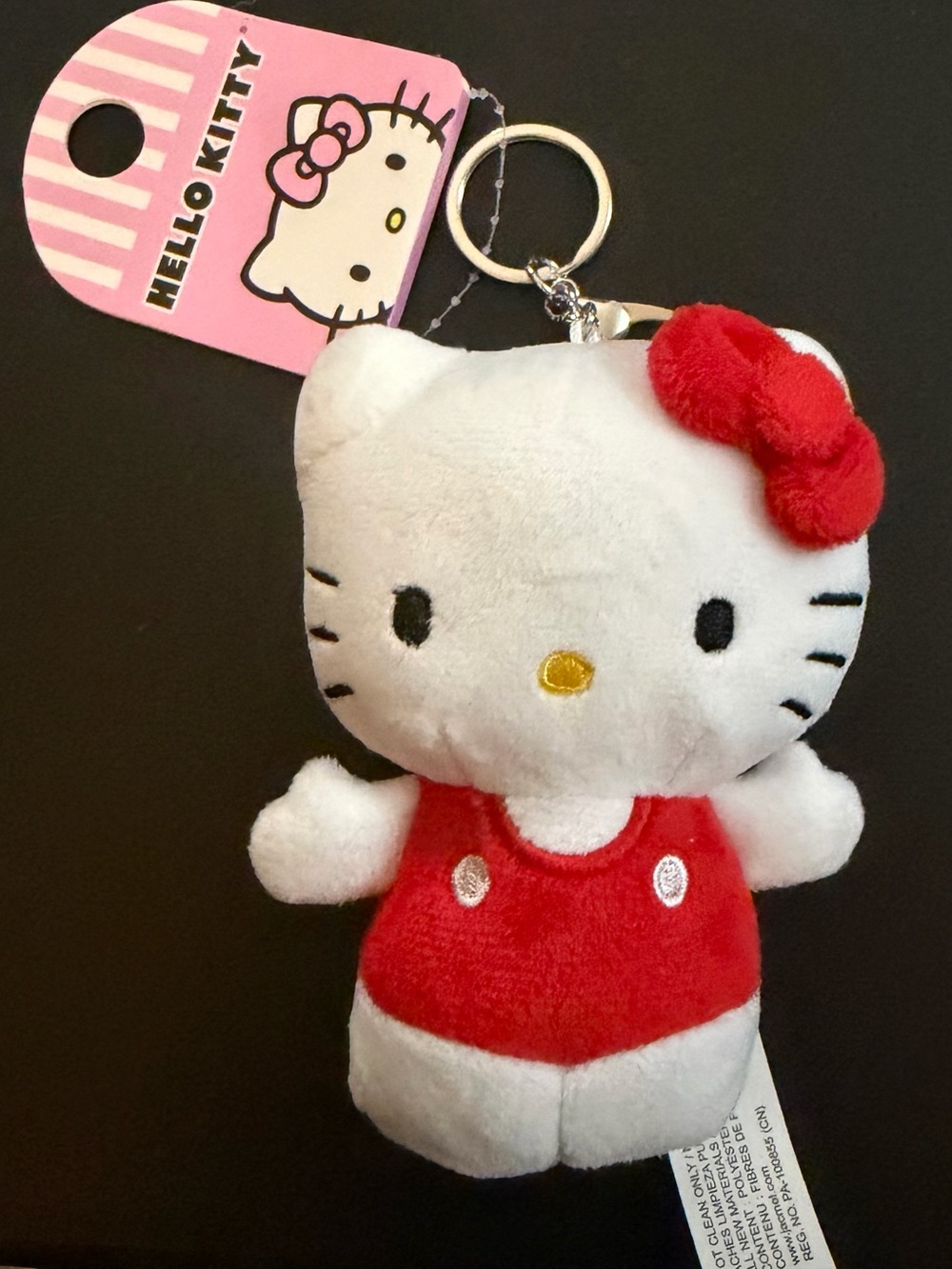 Hello Kitty Plush Keychain in White & Red with Pink Tag